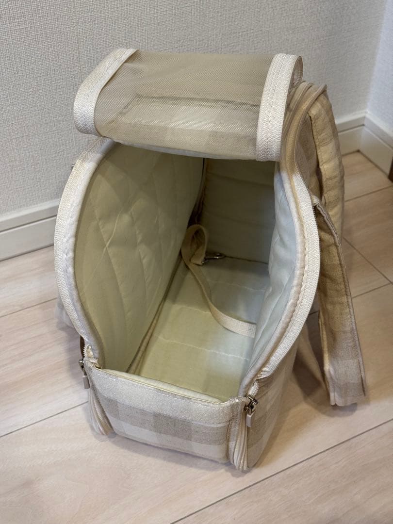 ベージュチェック キャリーバッグ 小型犬用　SMサイズ　ba&ttang