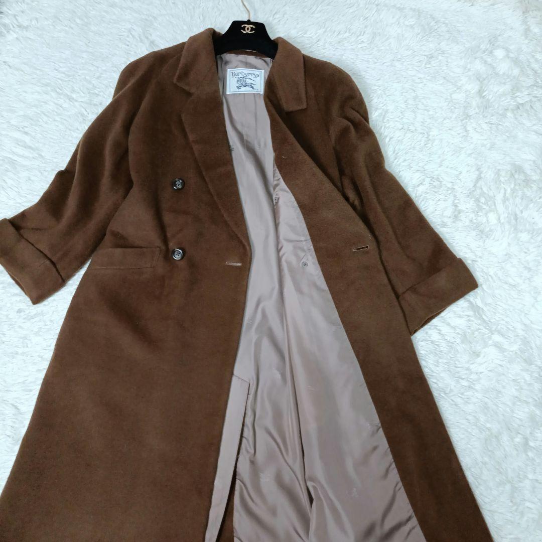 美品■Burberrys ダブル チェスターコート ブラウン カシゴラ・モヘア混