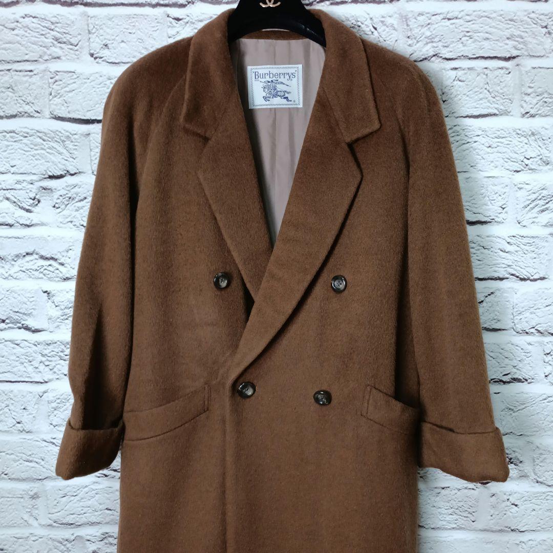 美品■Burberrys ダブル チェスターコート ブラウン カシゴラ・モヘア混