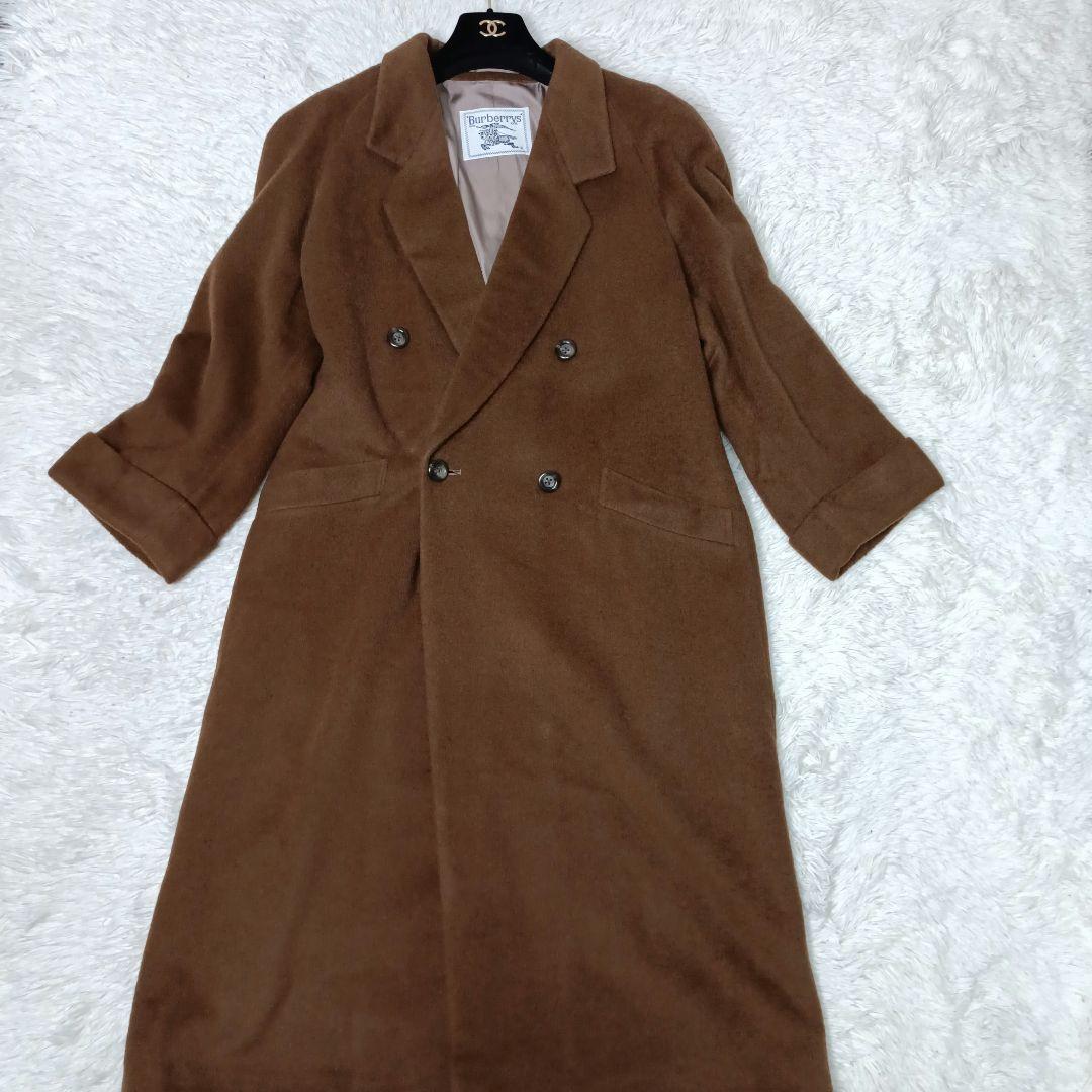 美品■Burberrys ダブル チェスターコート ブラウン カシゴラ・モヘア混