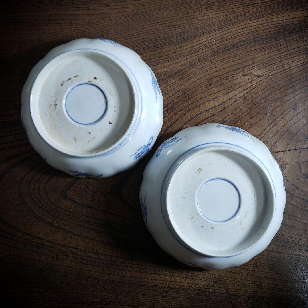 なます皿 色絵付 金彩 2枚 江戸 明治 古伊万里 訳あり ニュウ 欠け