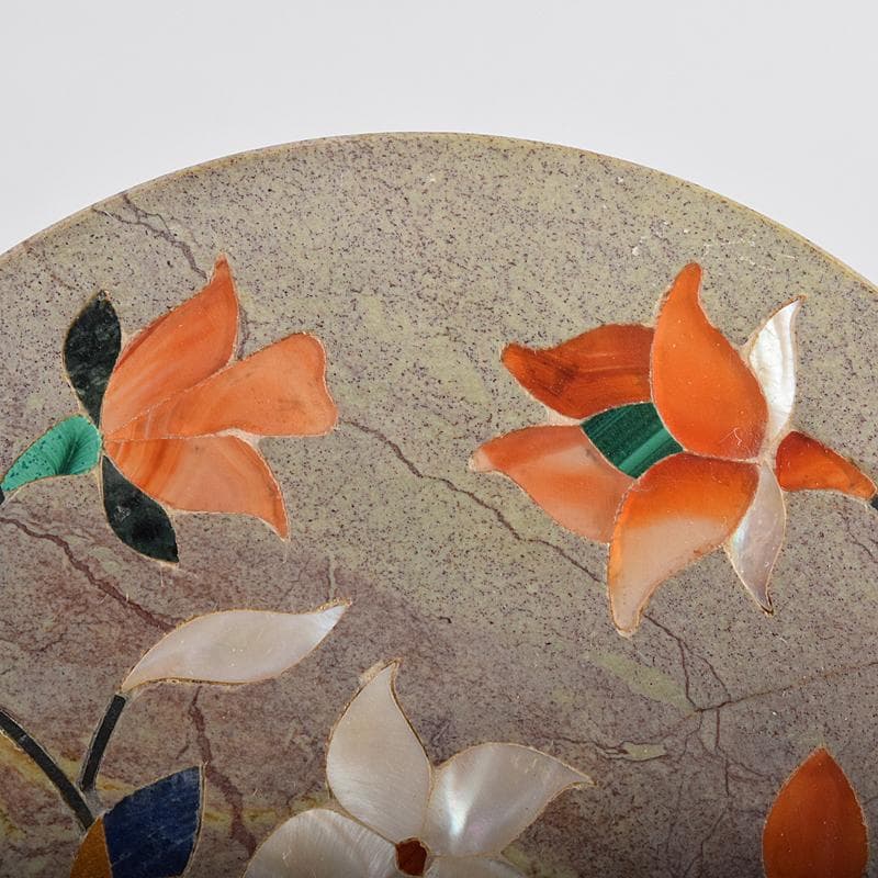 北印度産　玉石　インディアン・カラー・ストーン象嵌　飾箱　共箱　V　R8518