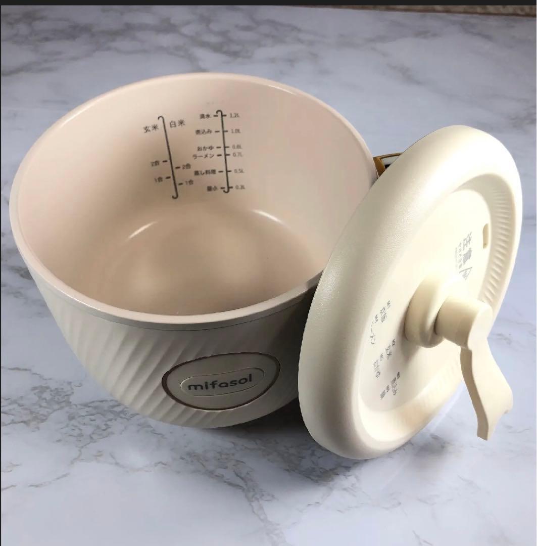新品！炊飯器　一人用　多機能ミニ　コンパクト　蓋つき2合炊き　料理　調理鍋　手鍋