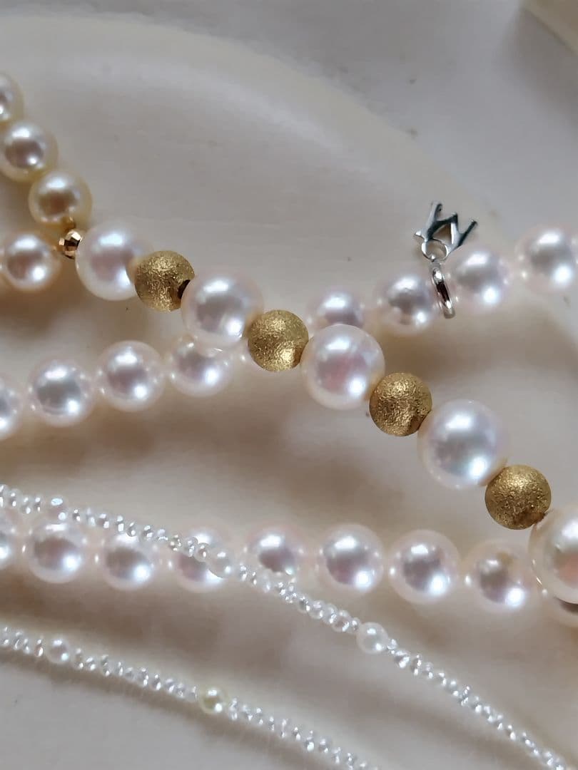 各種サイズ、アコヤ真珠と、あこや砂芥子パールの、Y字ネックレス