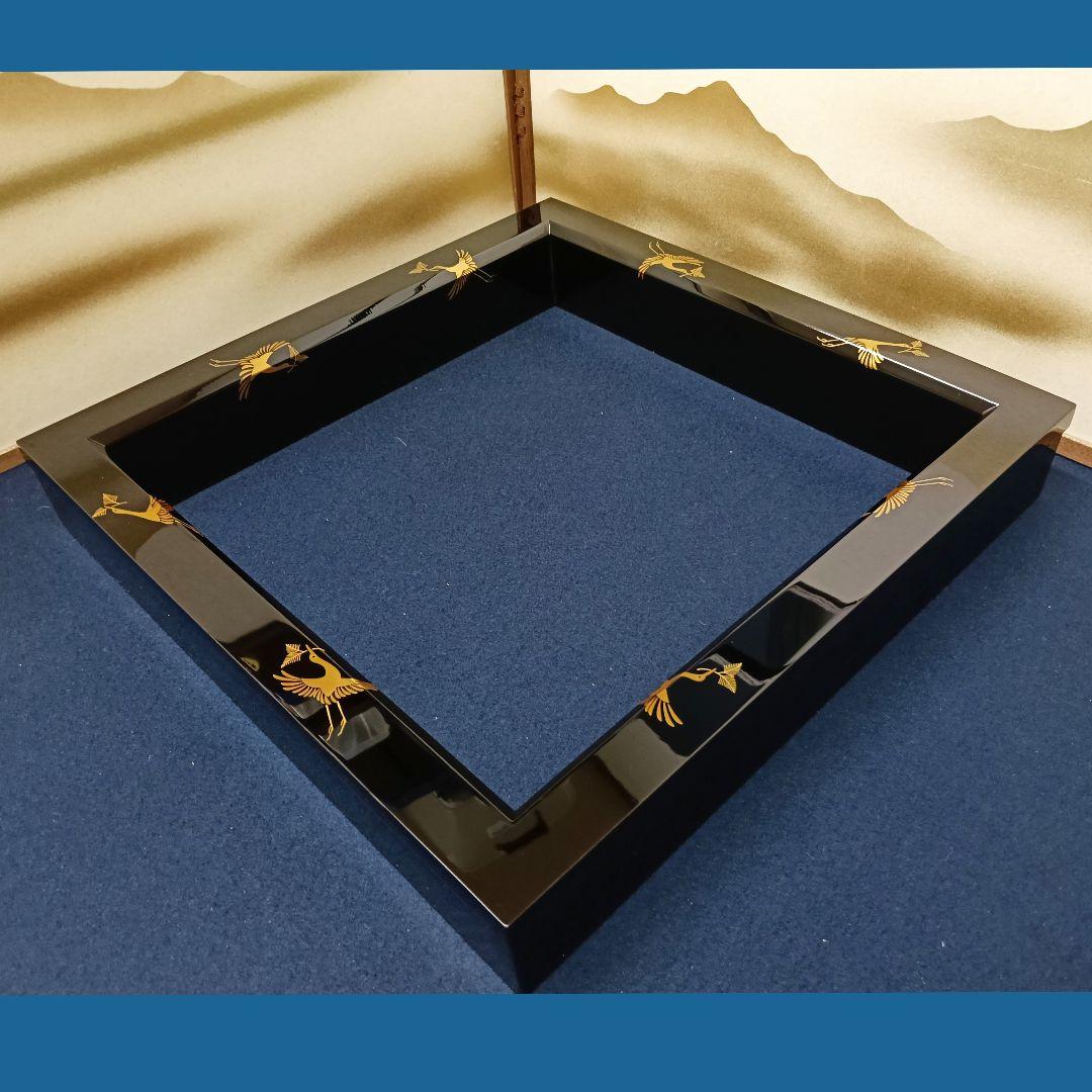 AM70 輪島塗 俊峰作 炉縁 蒔絵 鳥図 共箱 木製漆塗り 茶道具