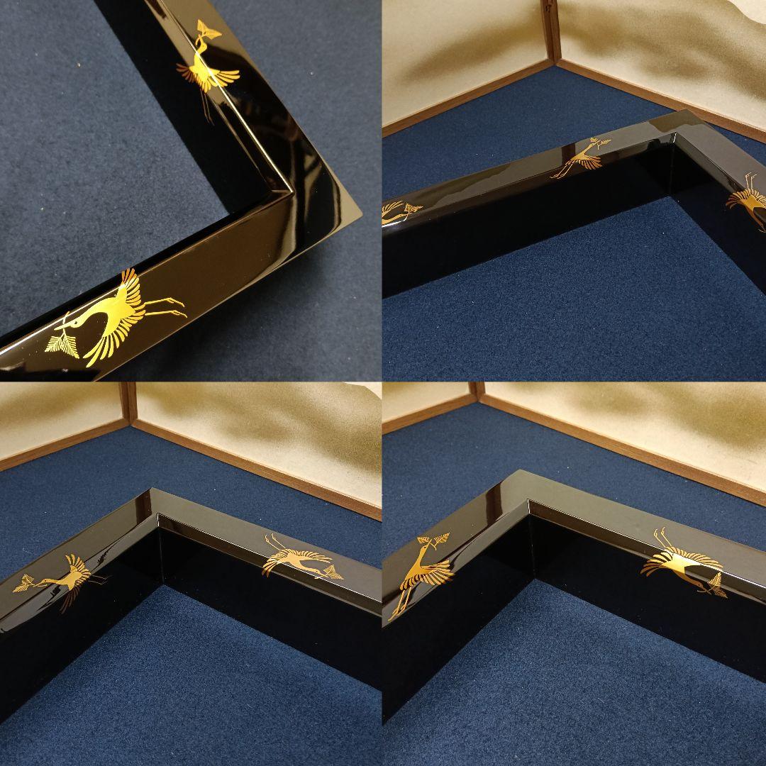 AM70 輪島塗 俊峰作 炉縁 蒔絵 鳥図 共箱 木製漆塗り 茶道具