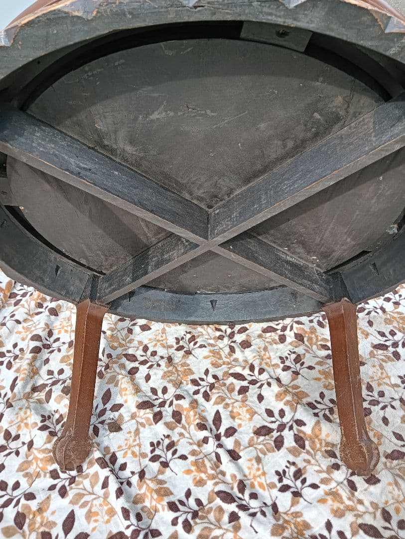 アンティーク彫刻家具 アジア 座卓 ちゃぶ台 猫脚 骨董