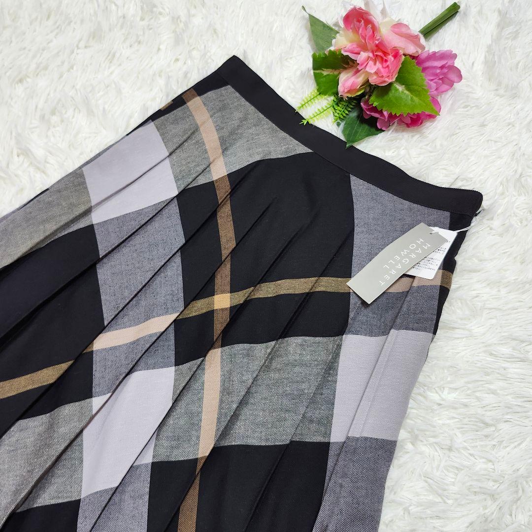 タグ付き☆マーガレットハウエル　ラージチェックウールブレンドスカート　プリーツ