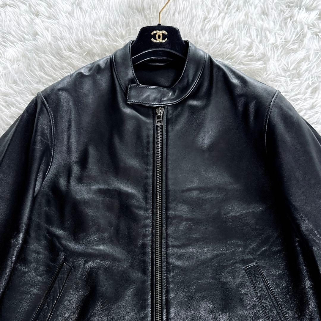 【B:MING by BEAMS】羊革 シングルライダース ブラック Lサイズ