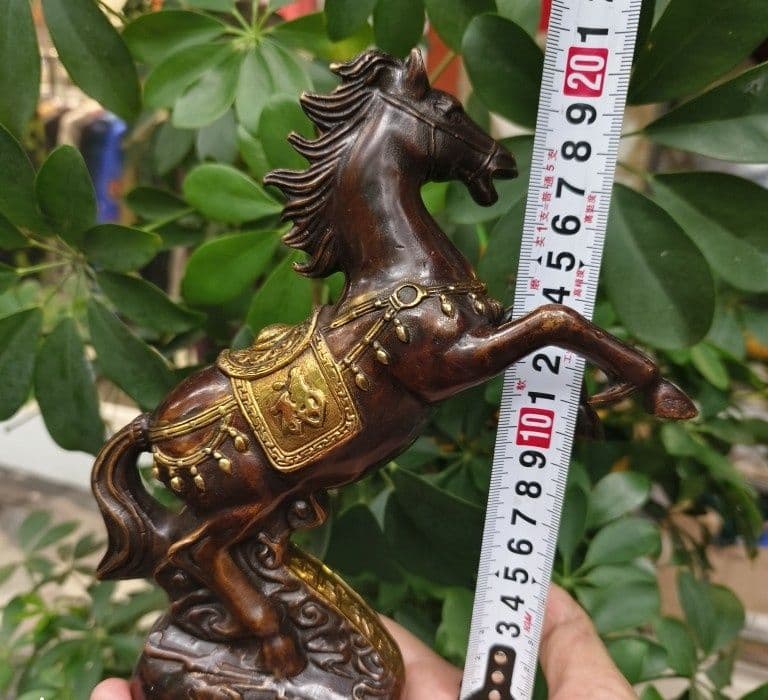 銅制 鎏金即馬発財置件 干支馬 家住宅 応接間 書斎 玄関 置物 装飾品 工芸品