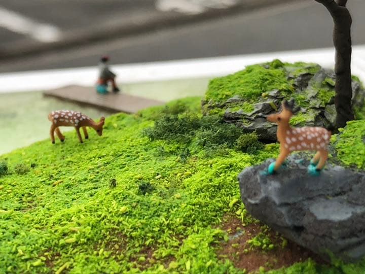鹿たちがいる森　ジオラマ