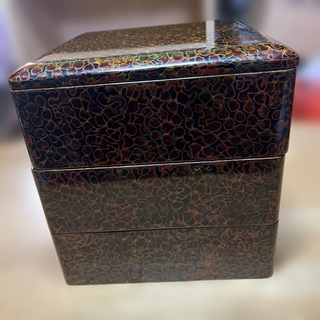 津軽塗り重箱 3段 唐塗