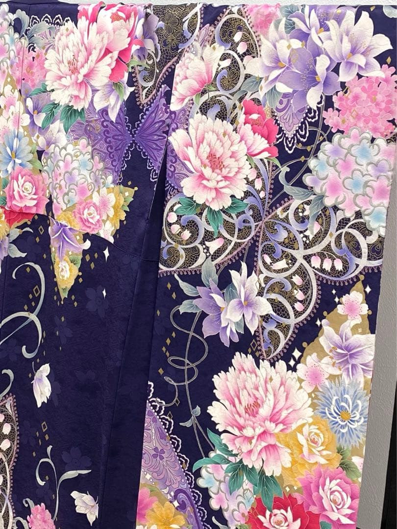 振袖 豪華 刺繍 型友禅 金彩 紋意匠 洋花 身丈174cm