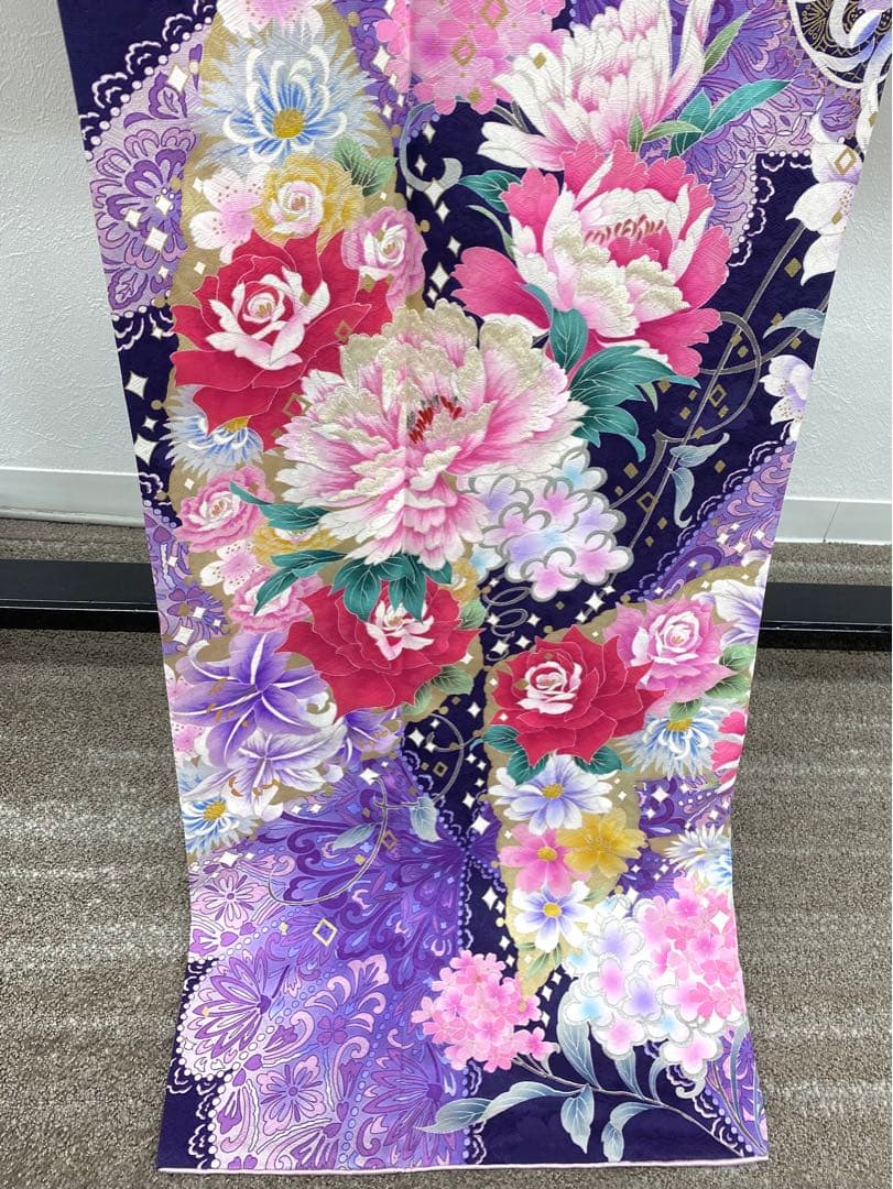 振袖 豪華 刺繍 型友禅 金彩 紋意匠 洋花 身丈174cm