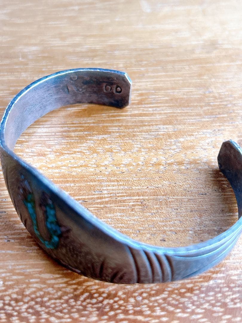 インディアンジュエリー ターコイズ シルバー バングル フリーサイズ DD