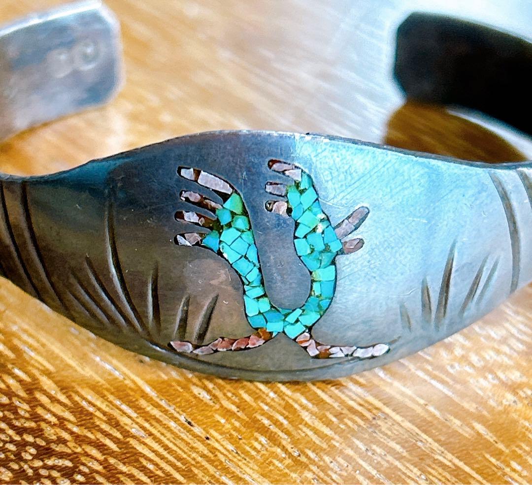 インディアンジュエリー ターコイズ シルバー バングル フリーサイズ DD