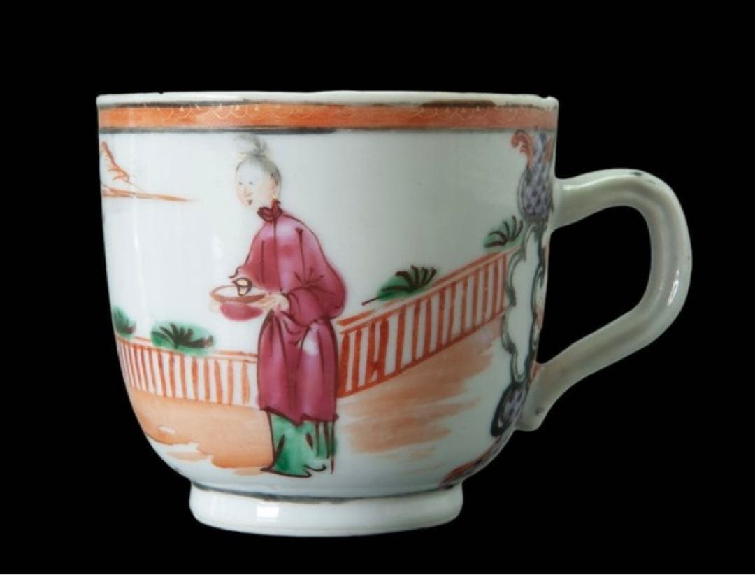 中国古美術品　清の乾隆時代　粉彩人物茶碗セット　ティカップ