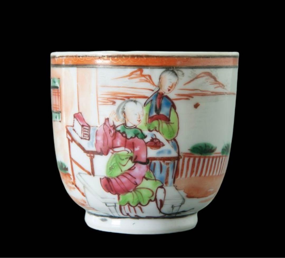 中国古美術品　清の乾隆時代　粉彩人物茶碗セット　ティカップ