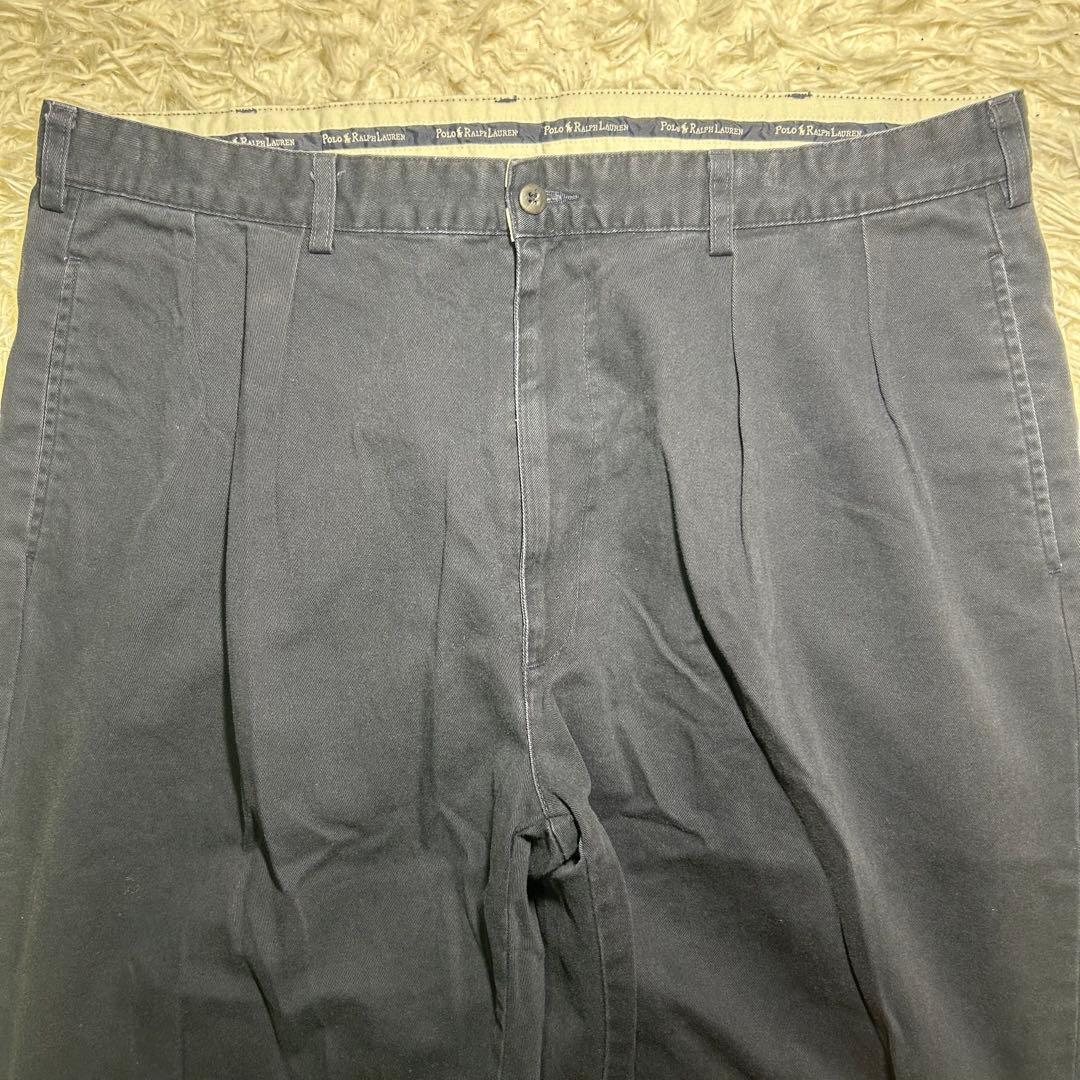 90s　ポロラルフローレン　ポロチノ　チノパン　USA製　ネイビー　W40