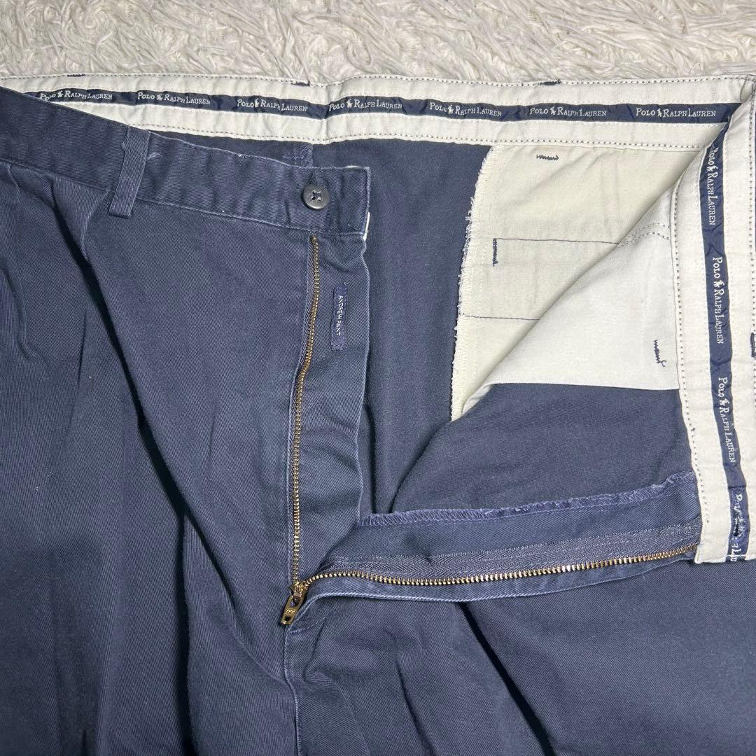 90s　ポロラルフローレン　ポロチノ　チノパン　USA製　ネイビー　W40