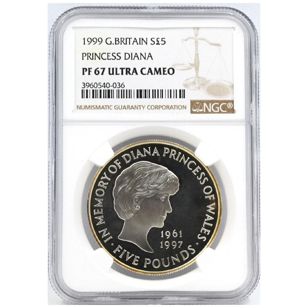 1999年 ダイアナ妃 5ポンド 銀貨  NGC PF67UC 043