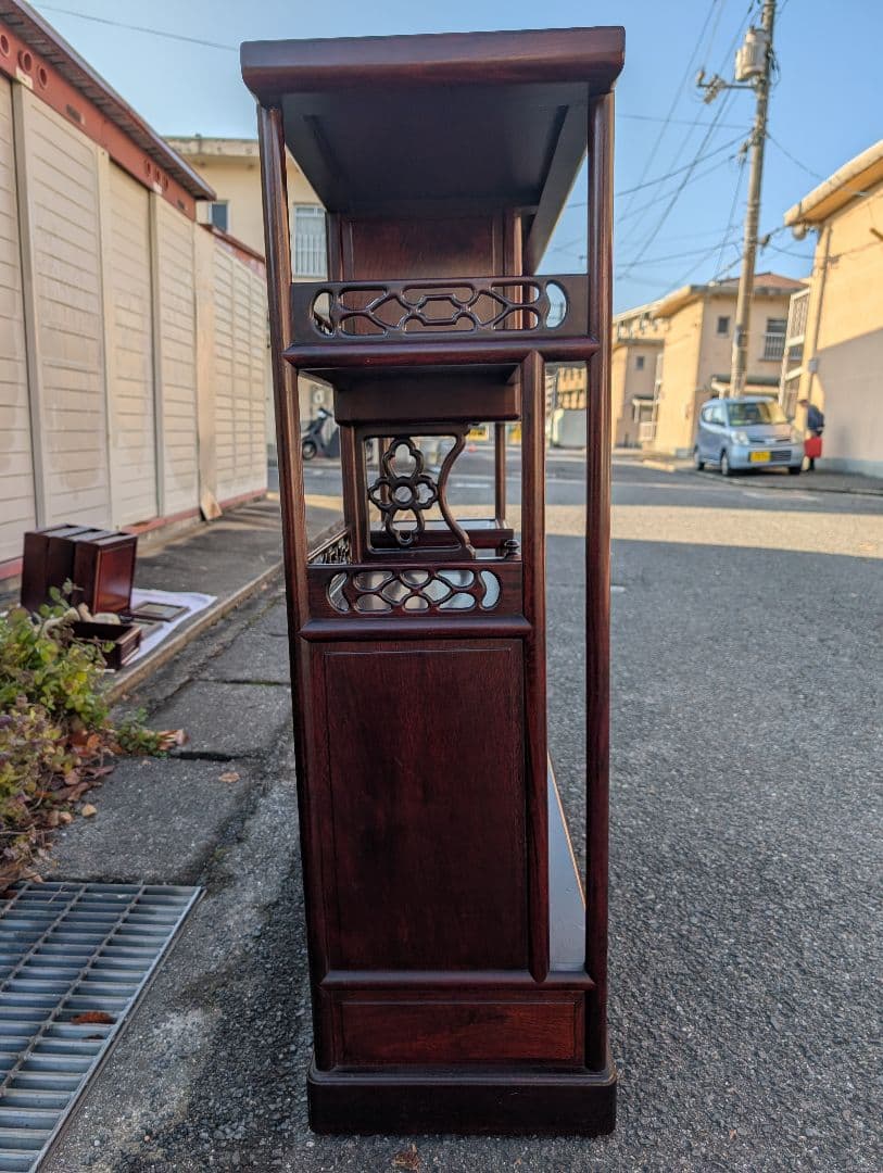 花梨製 茶箪笥 無垢材 飾り棚 和家具 唐木 引取可