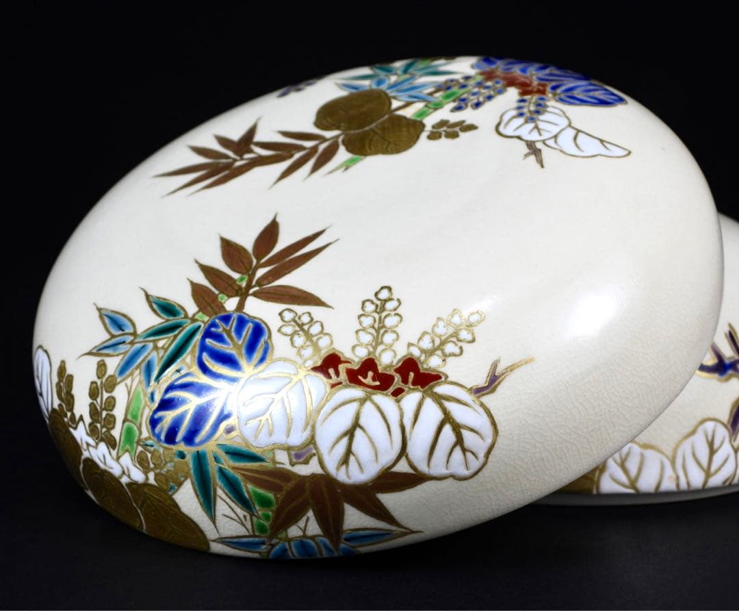 平安陶樂造 金彩竹紋 食籠 蓋 煎茶道具