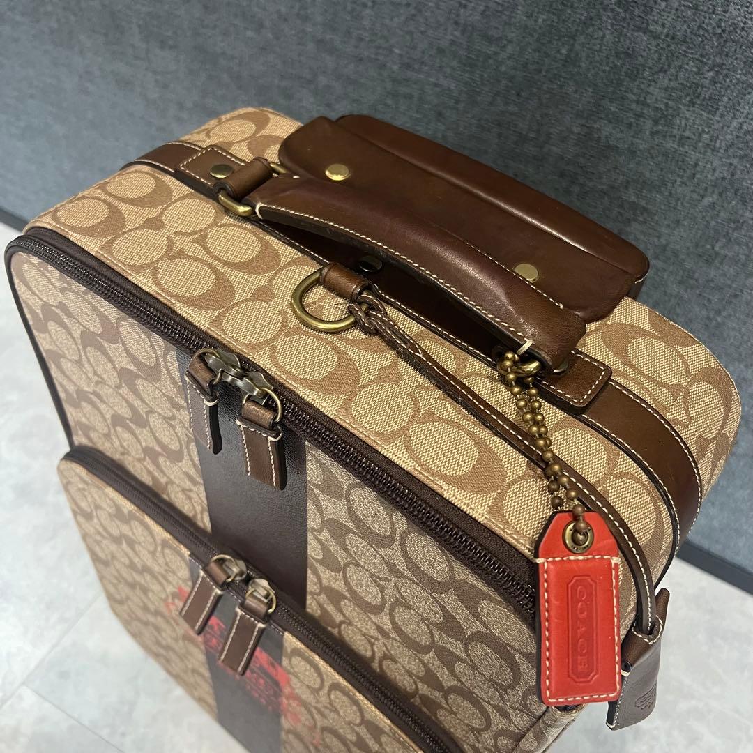 COACH コーチ　キャリーケース　スーツケース　シグネチャー　レザー　ブラウン