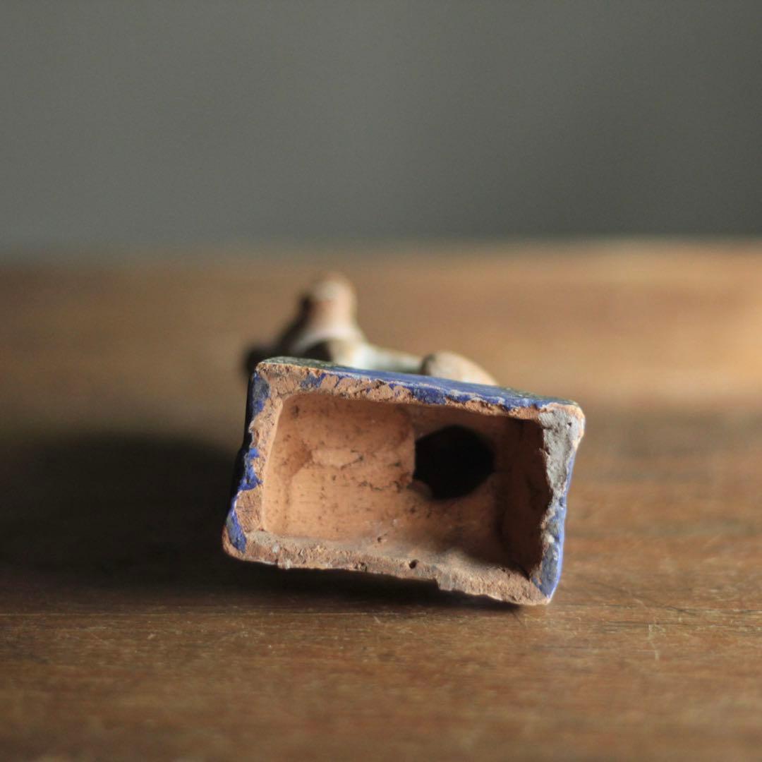 古い 土人形 お稲荷さん 彩色 古道具 アンティーク 古美術 オブジェ 狐