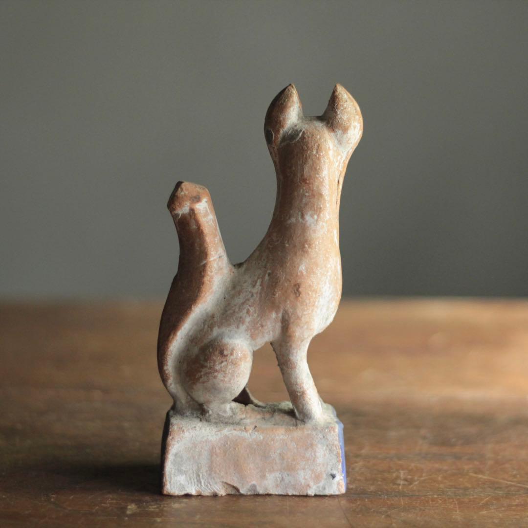 古い 土人形 お稲荷さん 彩色 古道具 アンティーク 古美術 オブジェ 狐