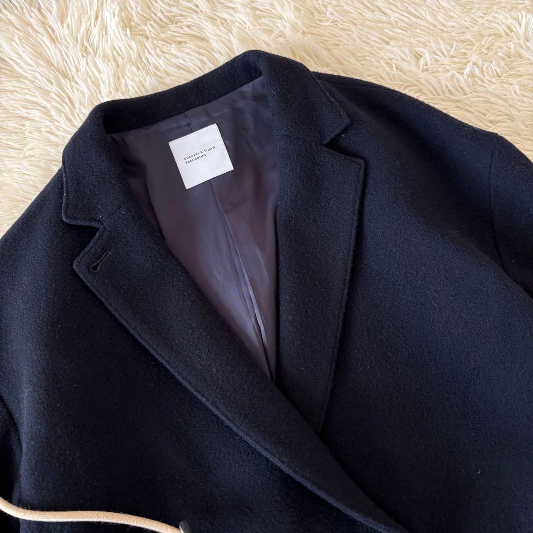 北欧暮らしの道具店　3WAYアレンジ襟のかろやかチェスターコート　F ネイビー