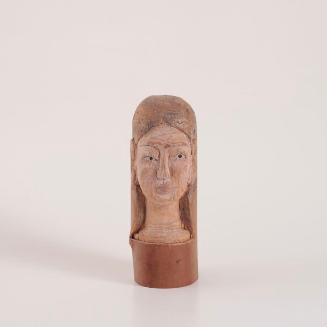 不思議な 木彫 人物像 No.2 古道具 アンティーク オブジェ