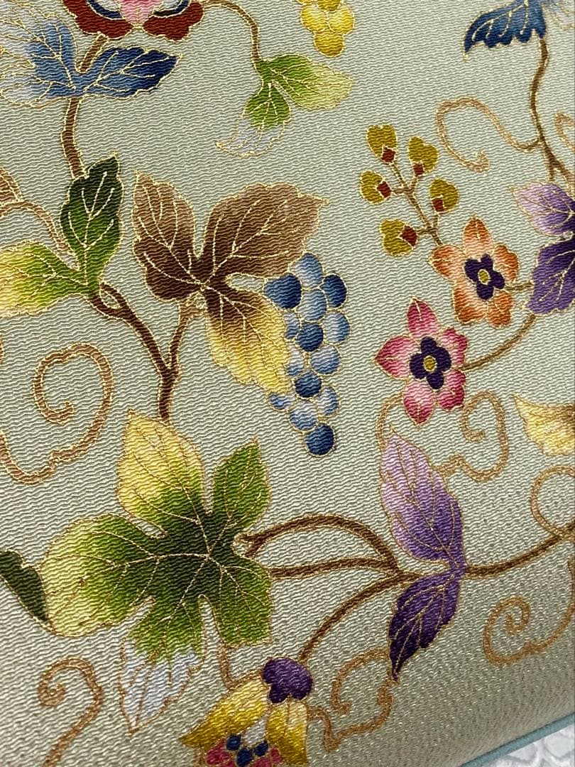 岡重謹製 未使用品 OKAJIMA バッグ 京友禅 金彩 葡萄唐草 正絹