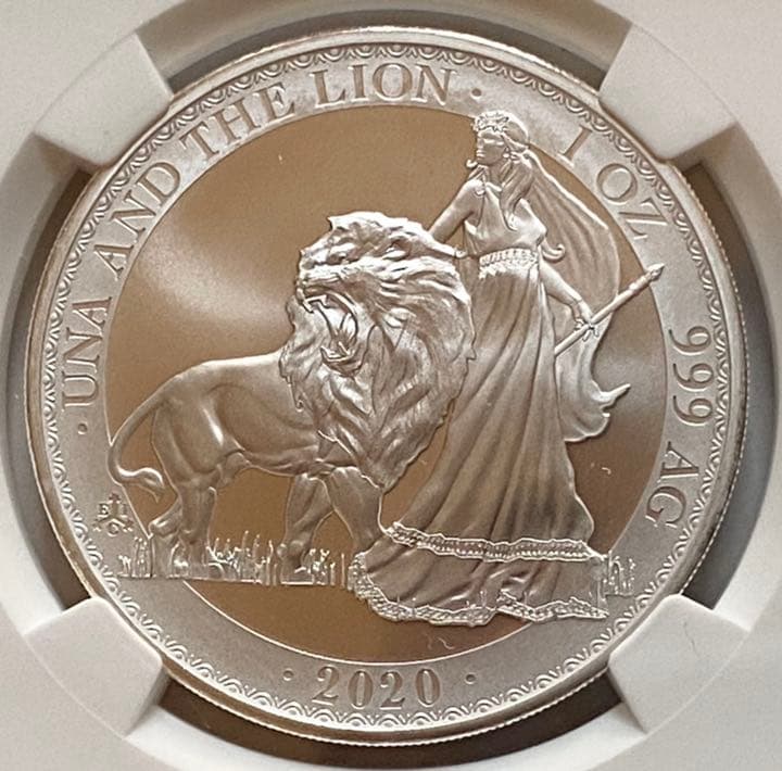 【世界19枚】2020年 ウナとライオン 1ポンド 銀貨  NGC MS70