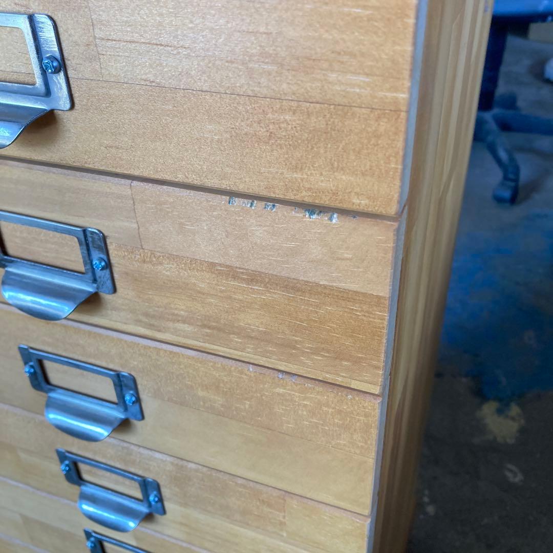 A4サイズ プレート多段チェスト8段 木製 無垢 書類チェスト B