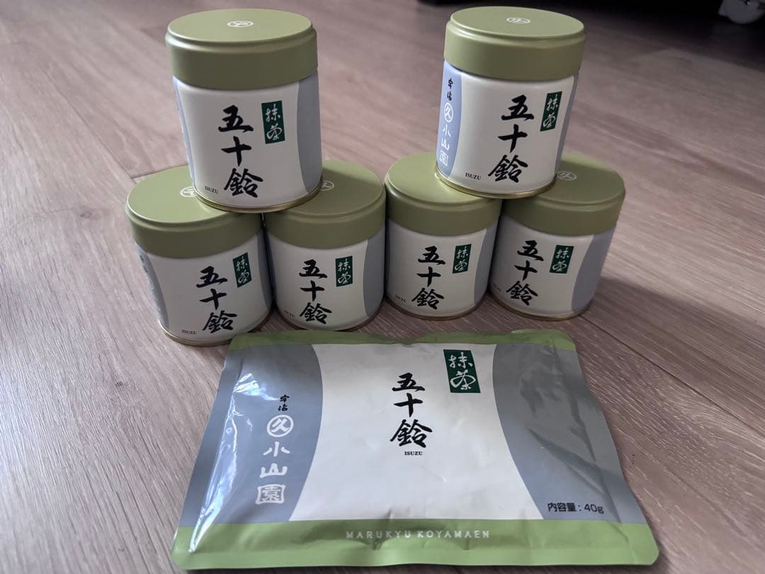 丸久小山園 抹茶 五十鈴40g x 1袋と五十鈴40g x 6缶