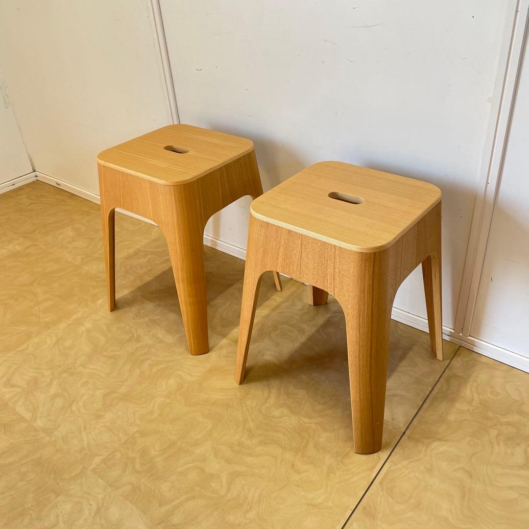 Francfranc スツール2脚 スタッキング椅子 チェア フランフラン 木製