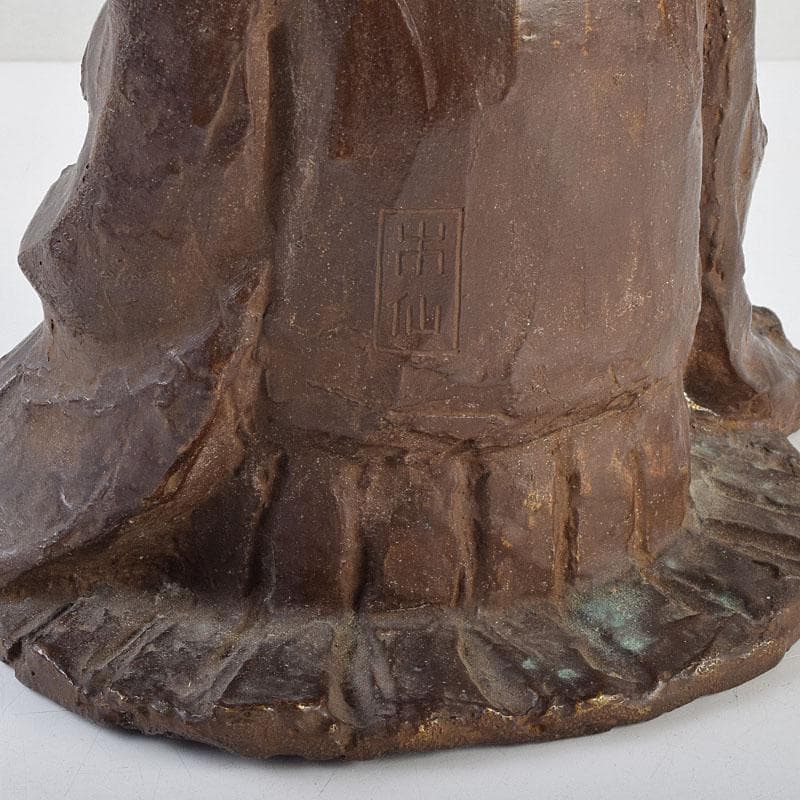 高岡銅器　須賀木仙子作　鋳銅　 宗旦居士像　約3㎏　共箱　V　R9533B