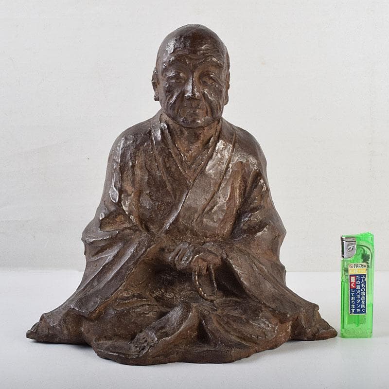 高岡銅器　須賀木仙子作　鋳銅　 宗旦居士像　約3㎏　共箱　V　R9533B