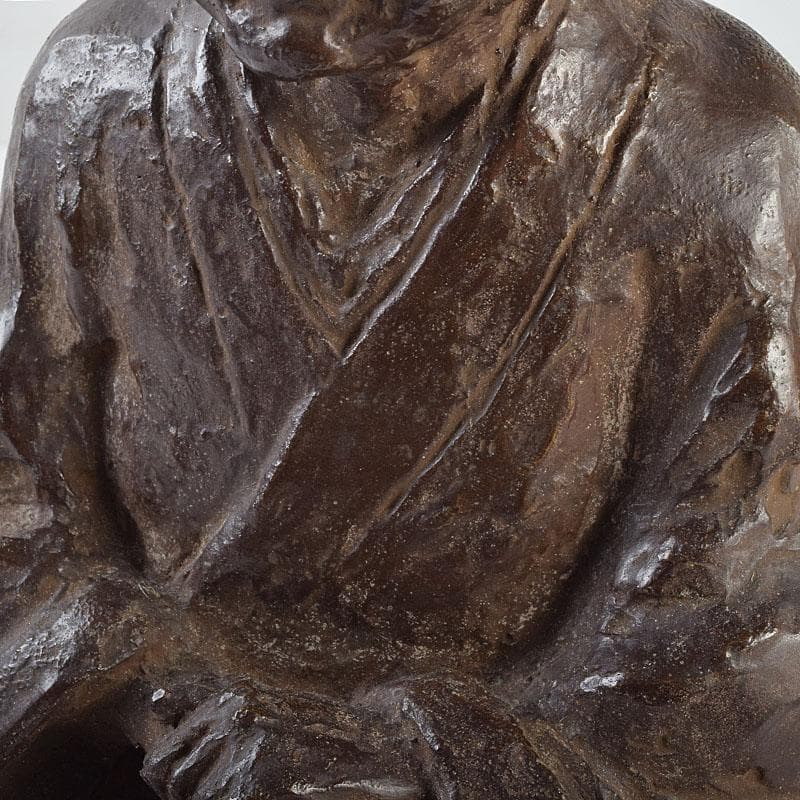 高岡銅器　須賀木仙子作　鋳銅　 宗旦居士像　約3㎏　共箱　V　R9533B