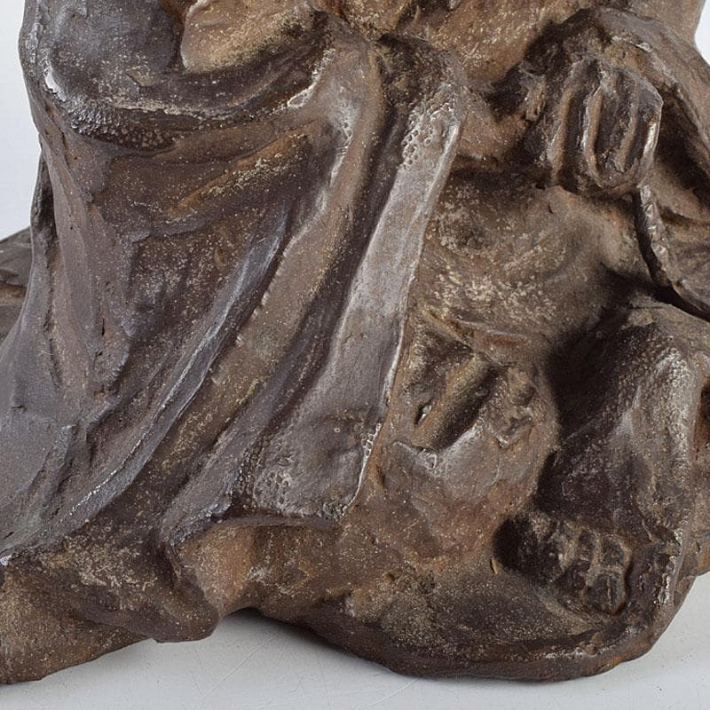 高岡銅器　須賀木仙子作　鋳銅　 宗旦居士像　約3㎏　共箱　V　R9533B