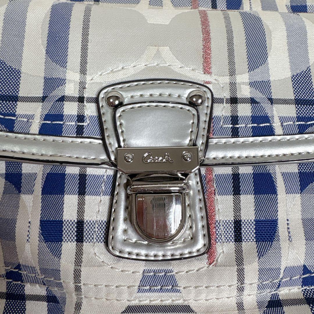 COACH ポピー ワンショルダー 2way シグネチャー チェック 総柄