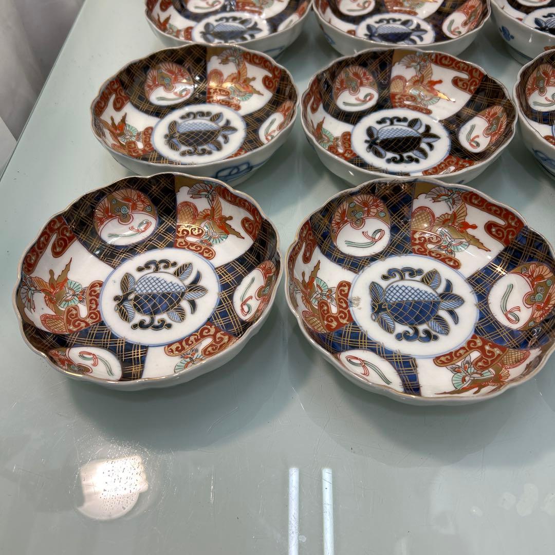 ☆古伊万里・金蘭手・金彩　　　　染付・窓絵花車・中鉢☆