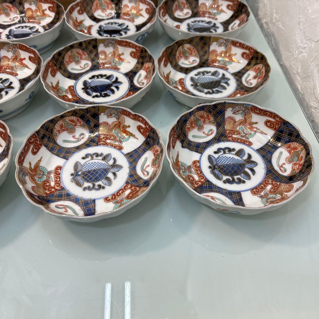 ☆古伊万里・金蘭手・金彩　　　　染付・窓絵花車・中鉢☆