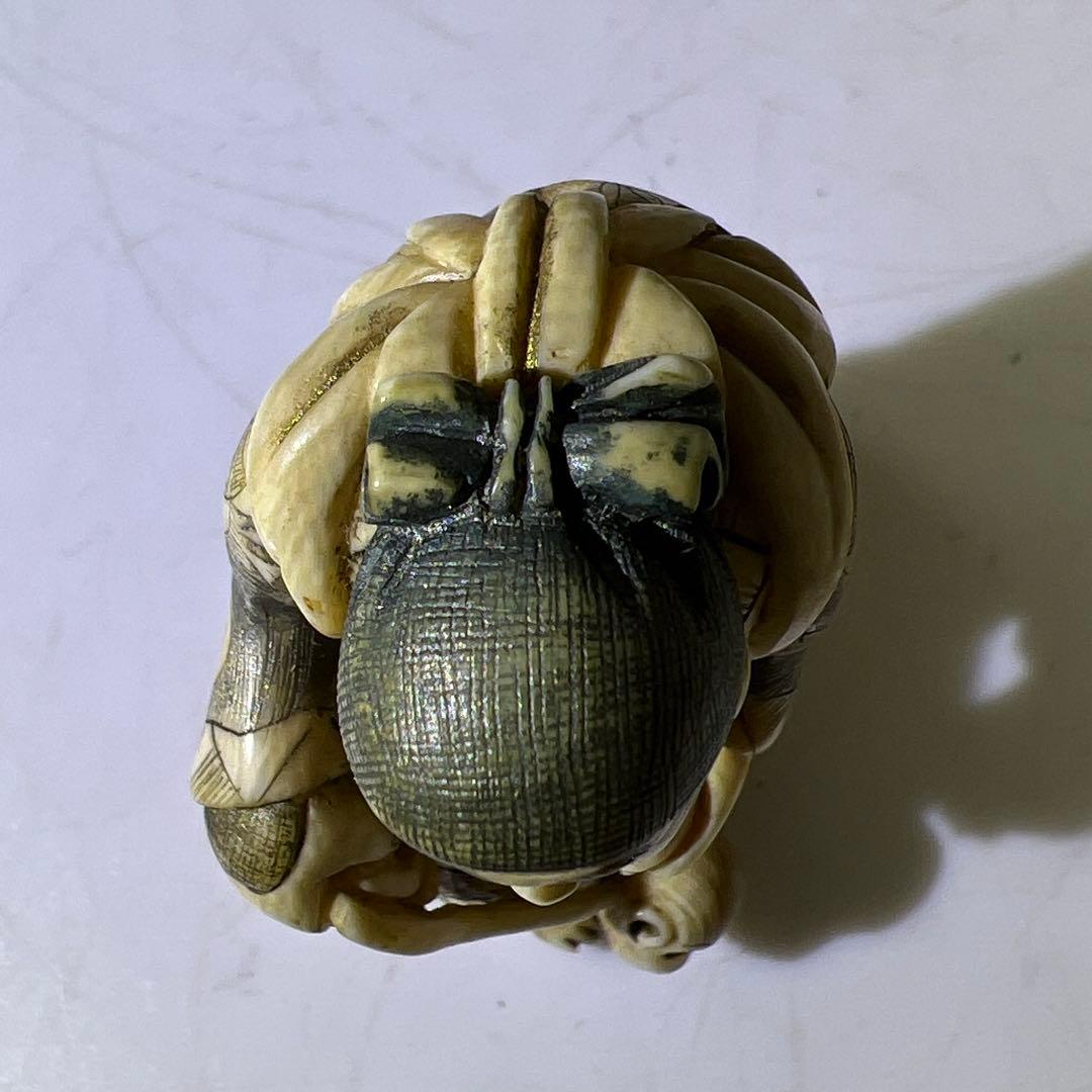 極上　人物に猿　根付34g 東里8-0108☆2F