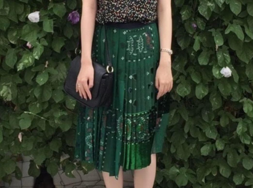 h20 sacai 定11万 アシンメトリープリーツスカート ベロアペイズリー柄