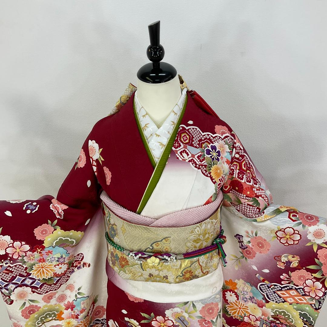 ぴょんぴょん　お振袖フルセット　7点セット　LLサイズ　正絹　美品