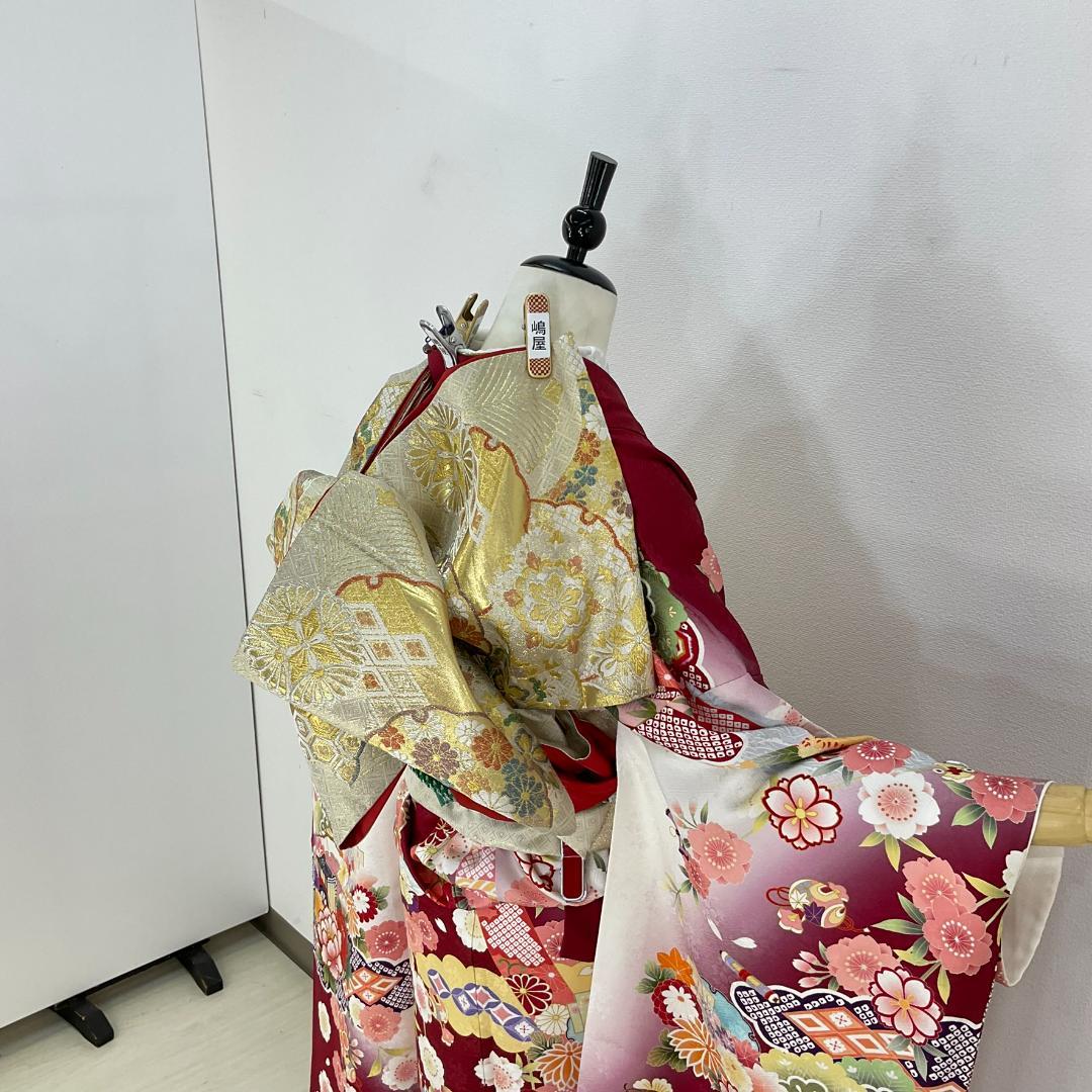 ぴょんぴょん　お振袖フルセット　7点セット　LLサイズ　正絹　美品