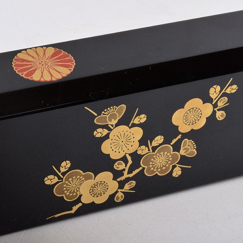 茶道具　塗師　宗勝作　真塗　菊桐四君子蒔絵　炉縁　共箱　V　8398A