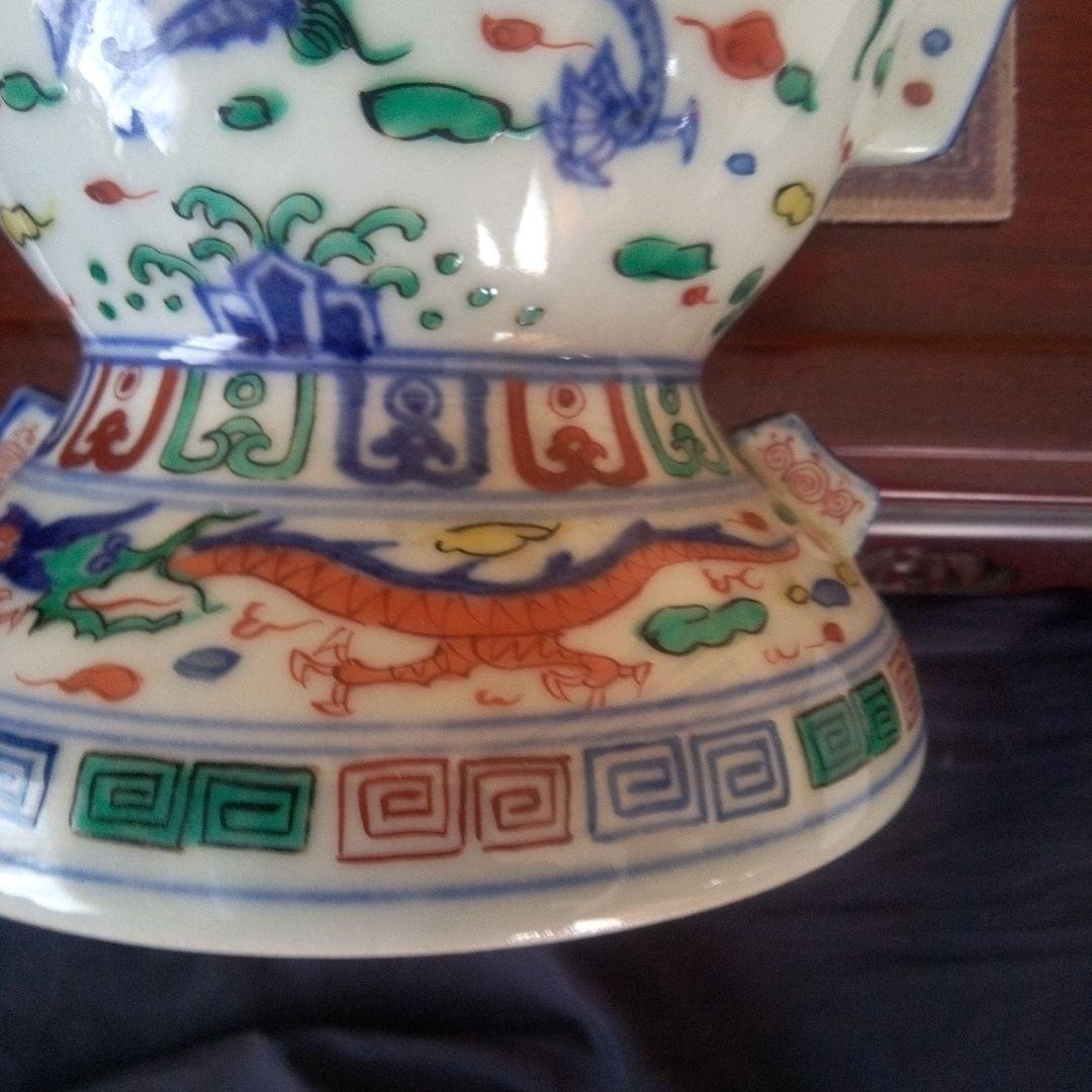 中国古玩　大明萬暦年製　五彩尊式花瓶